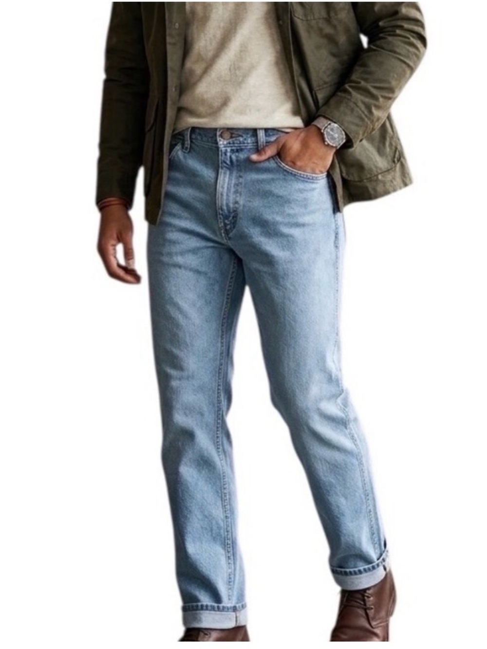 Wrangler Premium Men Straight Leg Light Wash Farmcore Cowboy Casual Jeans 38x32